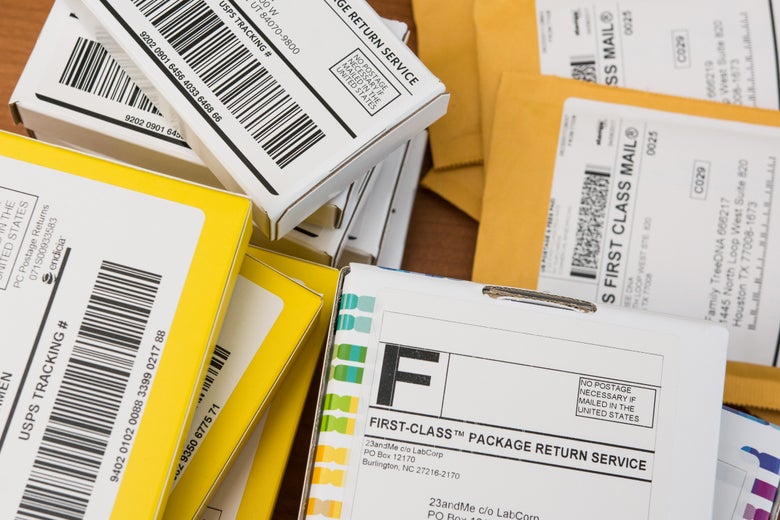 DNA kits in mailers.